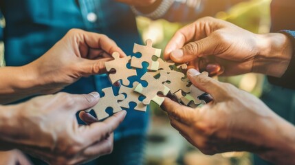 hands holding puzzle pieces, cooperation concept