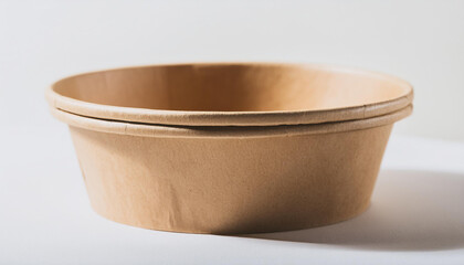 Compostable paper bowl mock-up on white. Container for food. Eco friendly. Disposable tableware