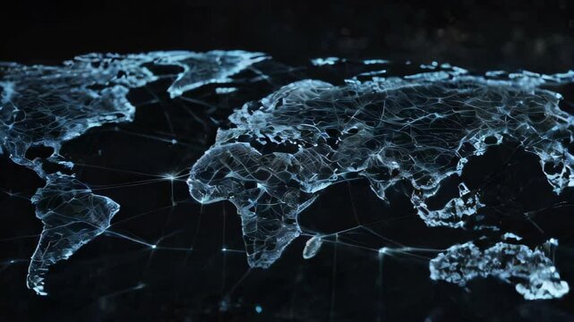 Line and Dot Animations Representing Satellite, Mobile and Technological Signals. Global Telecommunication. Big Data