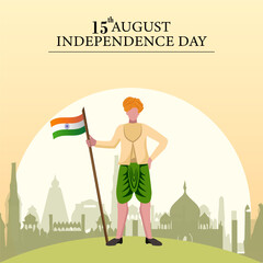 Celebrate India's Independence Day Traditional Attire National Flag and Iconic Monuments 15th August