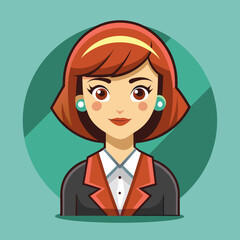 Portrait of a secretary girl with a rack. Vector illustration