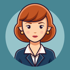 Portrait of a secretary girl with a rack. Vector illustration