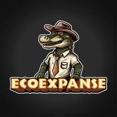 Modern Safari Alligator Logo Design Vector Illustration