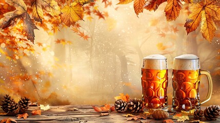 Oktoberfest banners with traditional patterns, blank background for festival announcements