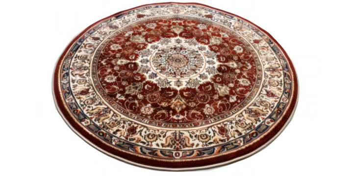 Round Vintage Rug with Intricate Patterns
