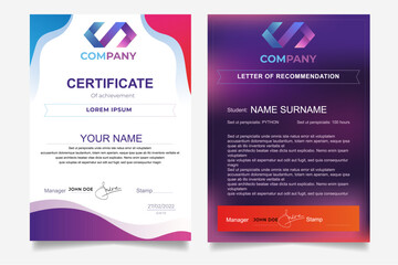 Vector layout of a letter of recommendation and certificate of completion of courses, for example in programming. EPS 10