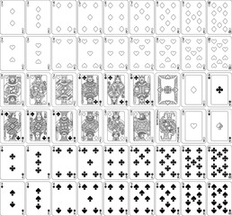 Playing Cards Deck Full Complete Black and White