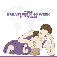 World Breastfeeding Week, Breastfeeding Week held o 1st to 7th August, editable social media template, World Breastfeeding Week stock illustration, eps file.