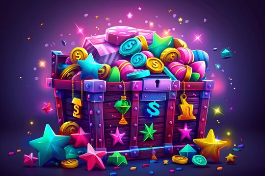 A treasure chest filled with vibrant and colorful rewards