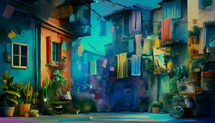 Vintage Graffiti painting  of old colony