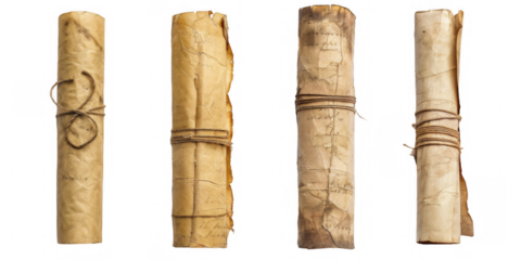 Ancient Rolled Parchment Scrolls