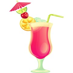 Tropical Cocktail Juice Cartoon Vector Illustration