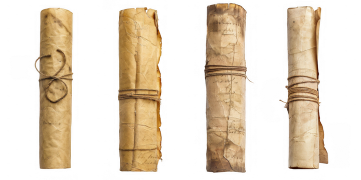 Ancient Rolled Parchment Scrolls
