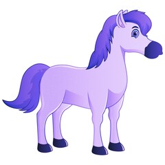 Purple Cartoon Horse Vector Illustration