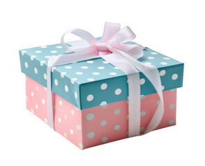 Blue and Pink Gift Box with Ribbon