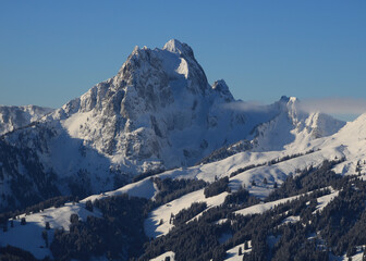 Gummfluh in winter, Swiss Alps.