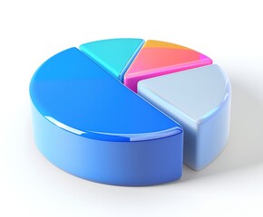 Colorful 3D Pie Chart Data Presentation Business Statistics, Abstract Data Visualization, Infographic, or Business Growth Concept