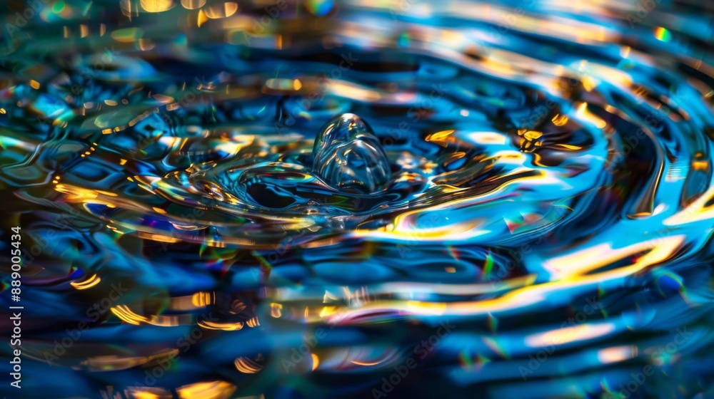 Aufkleber Close-up of a ripple water surface creating abstract patterns and reflections.
