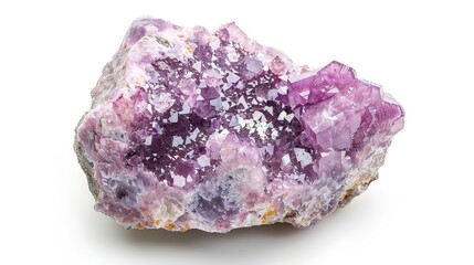 Beautiful Lepidolite Mineral Specimen on White Background