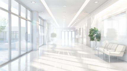 A large, empty room with a lot of windows and a few potted plants. The room is very bright and open, giving it a clean and modern feel