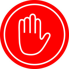 Red Stop with Hand Vector No Sign Stop Prohibition Symbol Red Ban Badge Vector Illustration