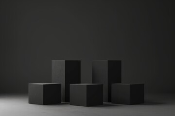 Minimalistic Black Cubes on Dark Background for Modern and Elegant Design