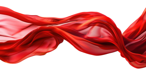 red textile fabric ribbon background, fashion beauty sale discount banner for clothing garment clothes fabric shop ad. elegant luxury Christmas advertisement isolated on transparent background