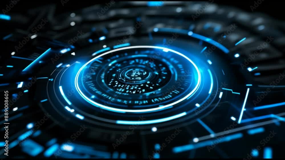 Poster stunning sci-fi round hud element for technology backgrounds. abstract futuristic texture on seamles