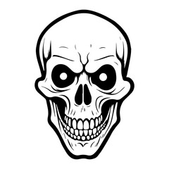 Fototapeta premium skull logo featuring a human skeleton head with a horrifying grin ai generated