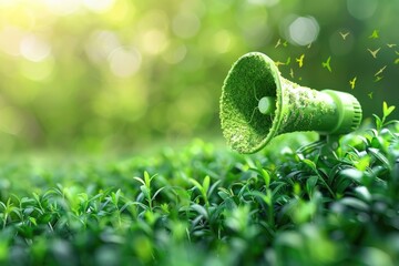 Green Marketing Communication Concept. Megaphone Amplifying Eco-friendly Message