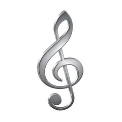 Fototapeta premium silver treble clef on white background. treble clef 3d