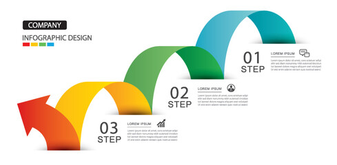 Infographics arrow symbol timeline business steps to success.