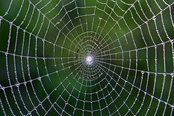 Obraz premium spider web with dew drops