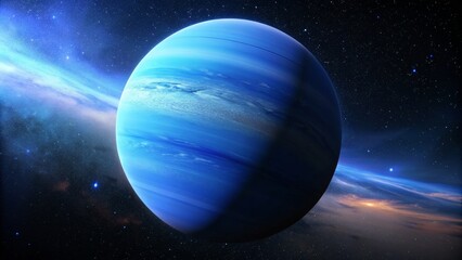 Majestic image showcasing the beautiful blue atmosphere and rugged surface of Neptune planet, Neptune, planet