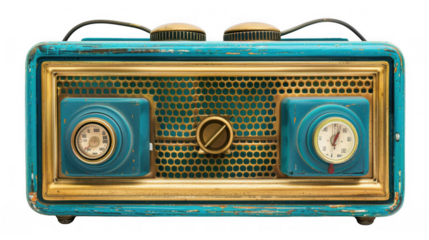 Vintage Radio with Blue and Gold Interface