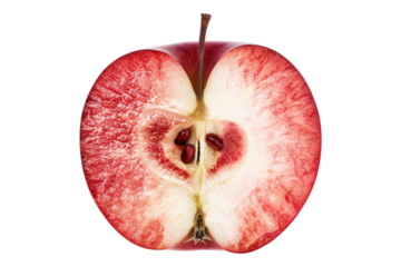 Half of red apple isolated on transparent background