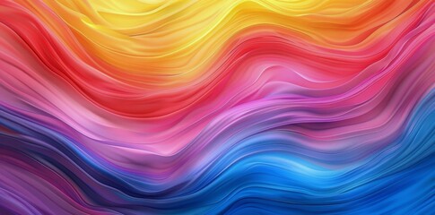 Abstract Wavy Lines in Vibrant Yellow, Red, Pink, and Blue
