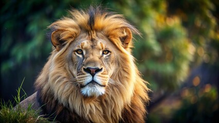 Obraz premium Close-up shot of a majestic lion in its natural habitat, wildlife, lion, animal, nature, safari, predator, wild