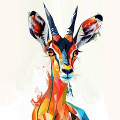 Gazelle Artsy animal fashion cartoon isolated whitebackground