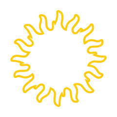A yellow sun-shaped design made of squiggly lines