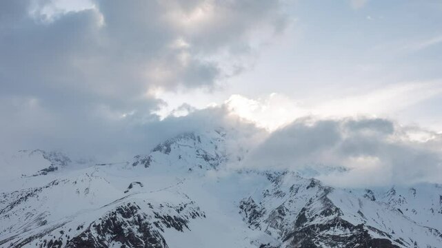 Hyperlapse of Mount Kazbek - volcano in Georgia