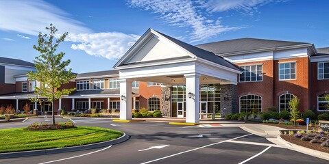 Retirement home for elderly care - large commercial apartment-style living for seniors - exterior