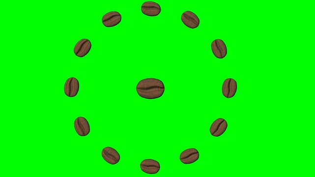 coffee beans on a green screen background