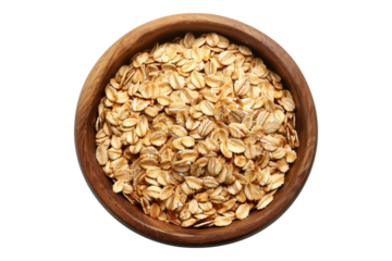Oat flakes in bowl isolated on transparent background