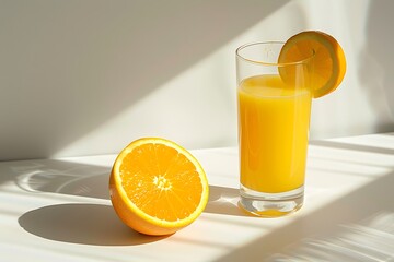 Glass of Orange Juice with a Slice of Orange