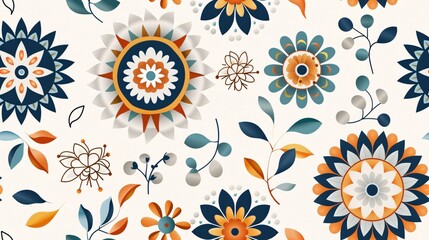 Seamless pattern vibrant mandala with intricate design