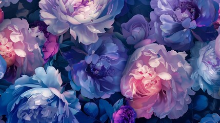 Chinese floral background with blue