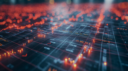 Stock market financial graph showing trading analysis, business crisis impact, and growth opportunities in investment.