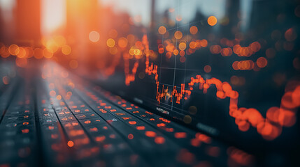 Obraz premium Stock market graph showing trading analysis and investment financial trends, highlighting growth and profits amid market volatility.