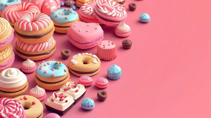 Confectionery sale, colorful promotional banner, flat design illustration
